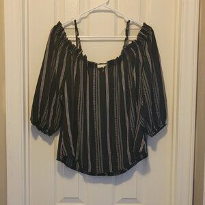 Rue 21 Striped Over-the-Shoulder Boho Peasant Top size L